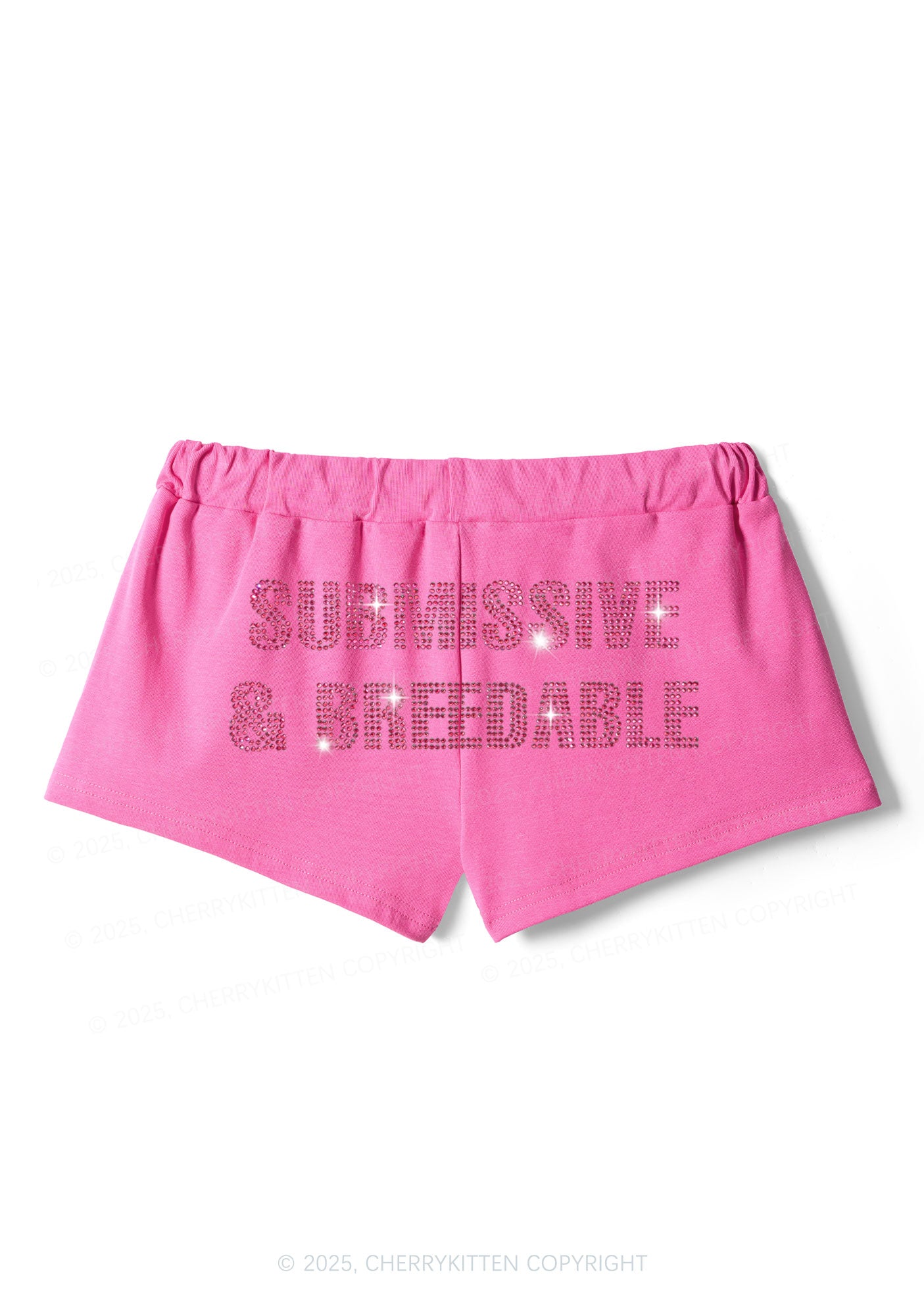 Rhinestone Submissive And Breedable Y2K Drawstring Mini Shorts Cherrykitten