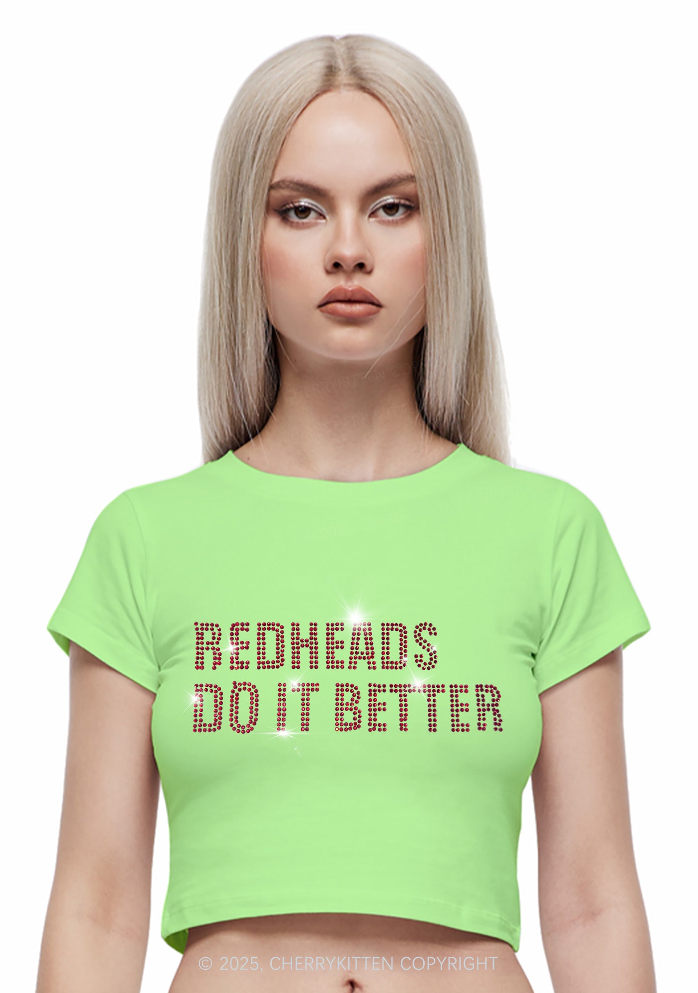 Rhinestone Redheads Do It Better Y2K Baby Tee Cherrykitten
