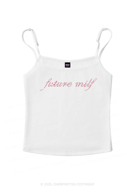 Rhinestone Pink Future Mxxf Y2K Spaghetti Strap Cami Cherrykitten
