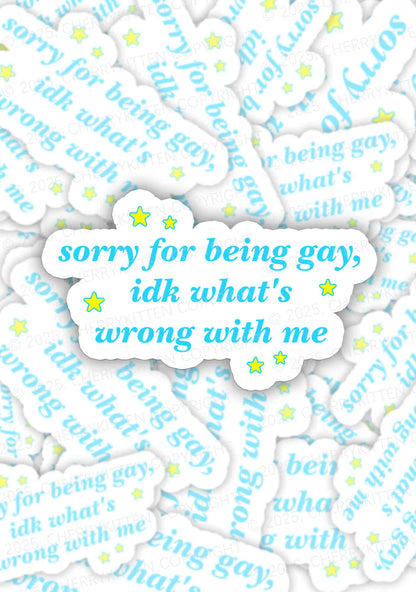 Sorry For Being Gay Pride 1Pc Y2K Sticker Cherrykitten