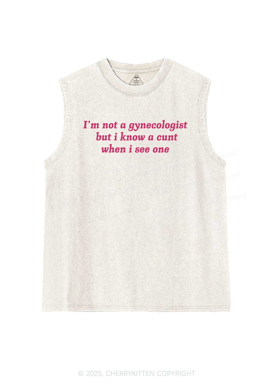 Im Not Gynecologist Y2K Washed Muscle Tank Cherrykitten