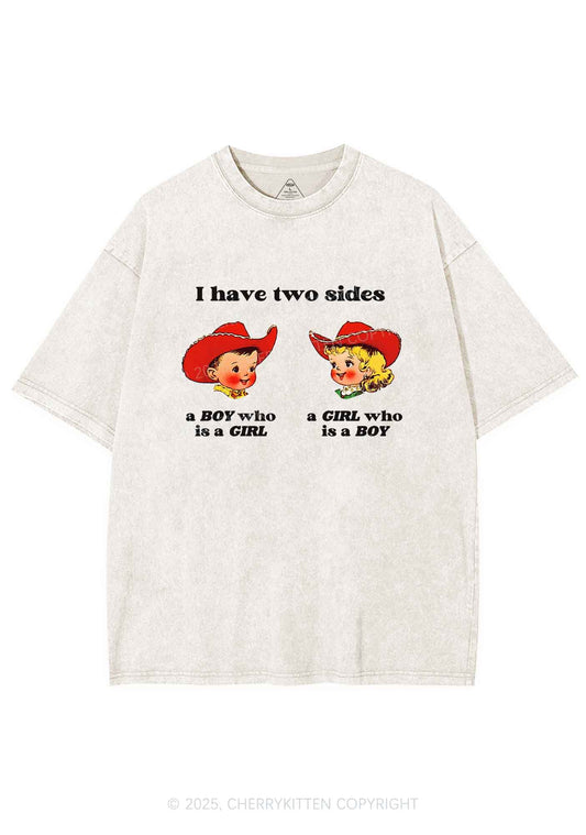 I Have Two Sides Pride Y2K Shirts Washed Tee Cherrykitten
