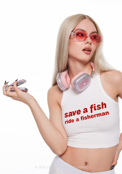 Save A Fish Y2K Crop Tank Top Cherrykitten