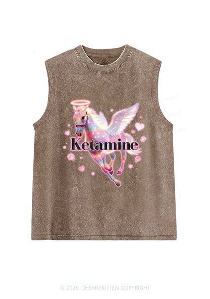 Angel K Horse Valentine's Day Y2K Washed Muscle Tank Cherrykitten