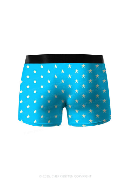Blue Star Y2K Print Men Boxer Briefs Cherrykitten
