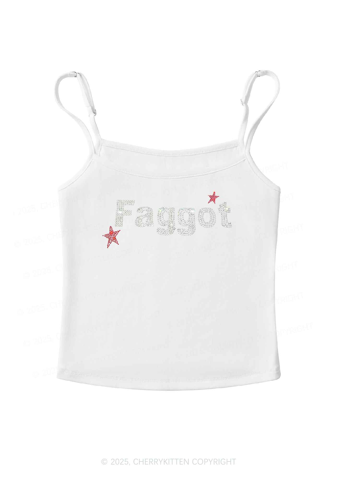 Rhinestone Faggot Pride Y2K Spaghetti Strap Cami Cherrykitten