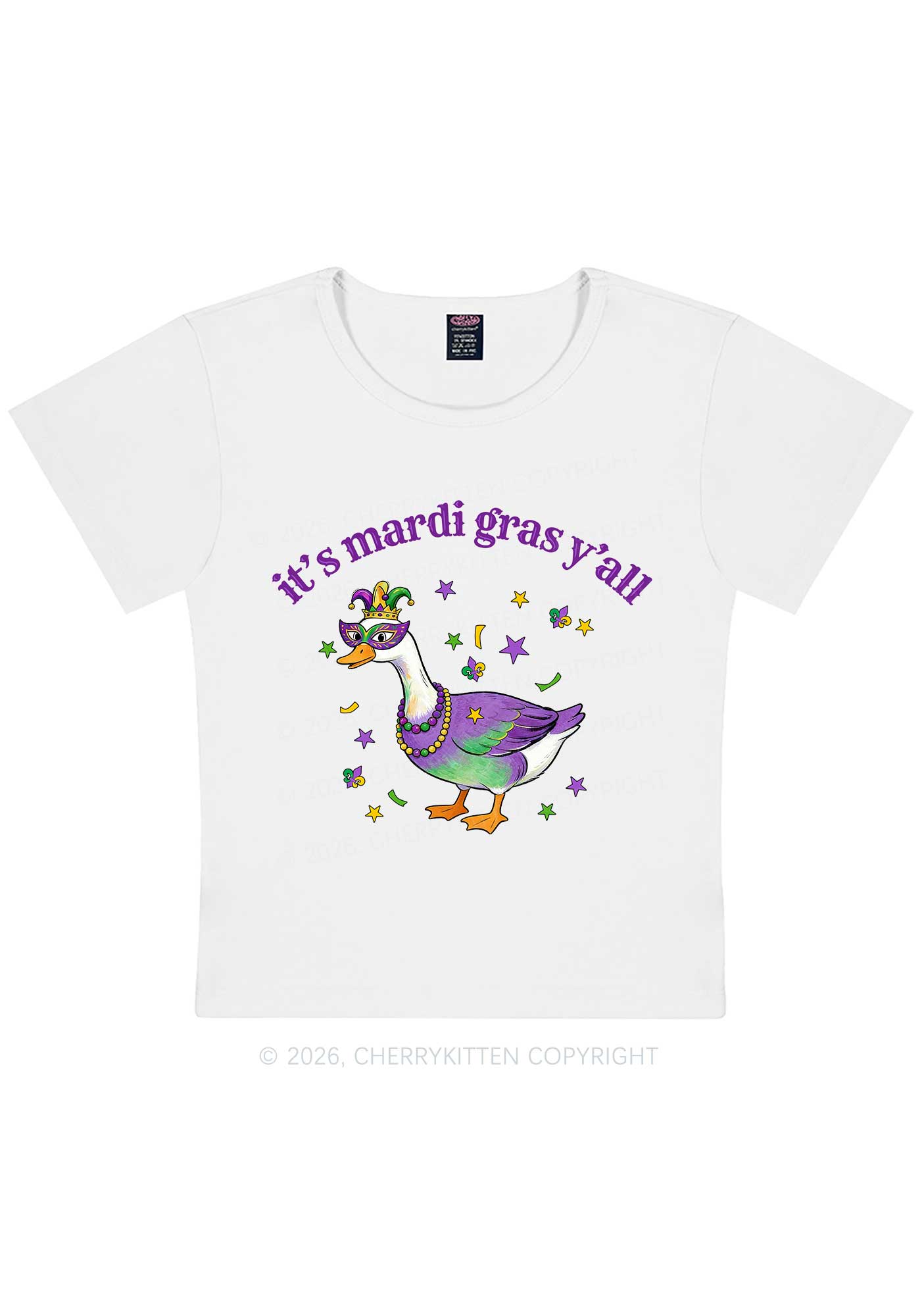 Its Mardi Gras Yall Y2K Baby Tee Cherrykitten