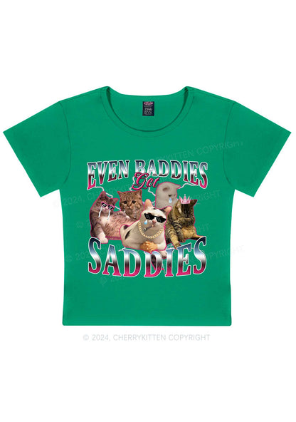 Five Baddie Cats Y2K Baby Tee Cherrykitten