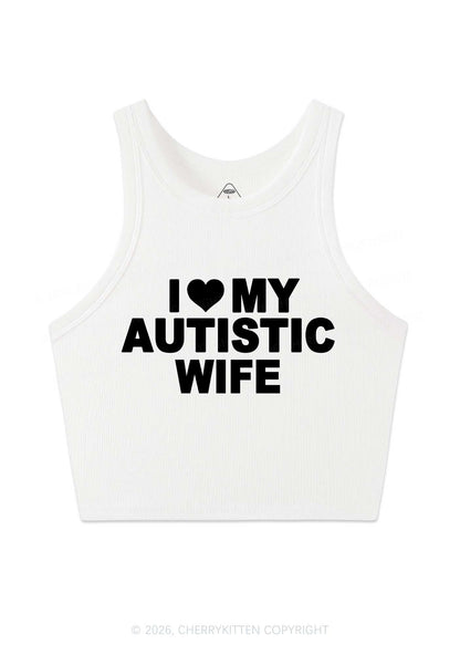 I Love My Autistic Wife Y2K Crop Tank Top Cherrykitten