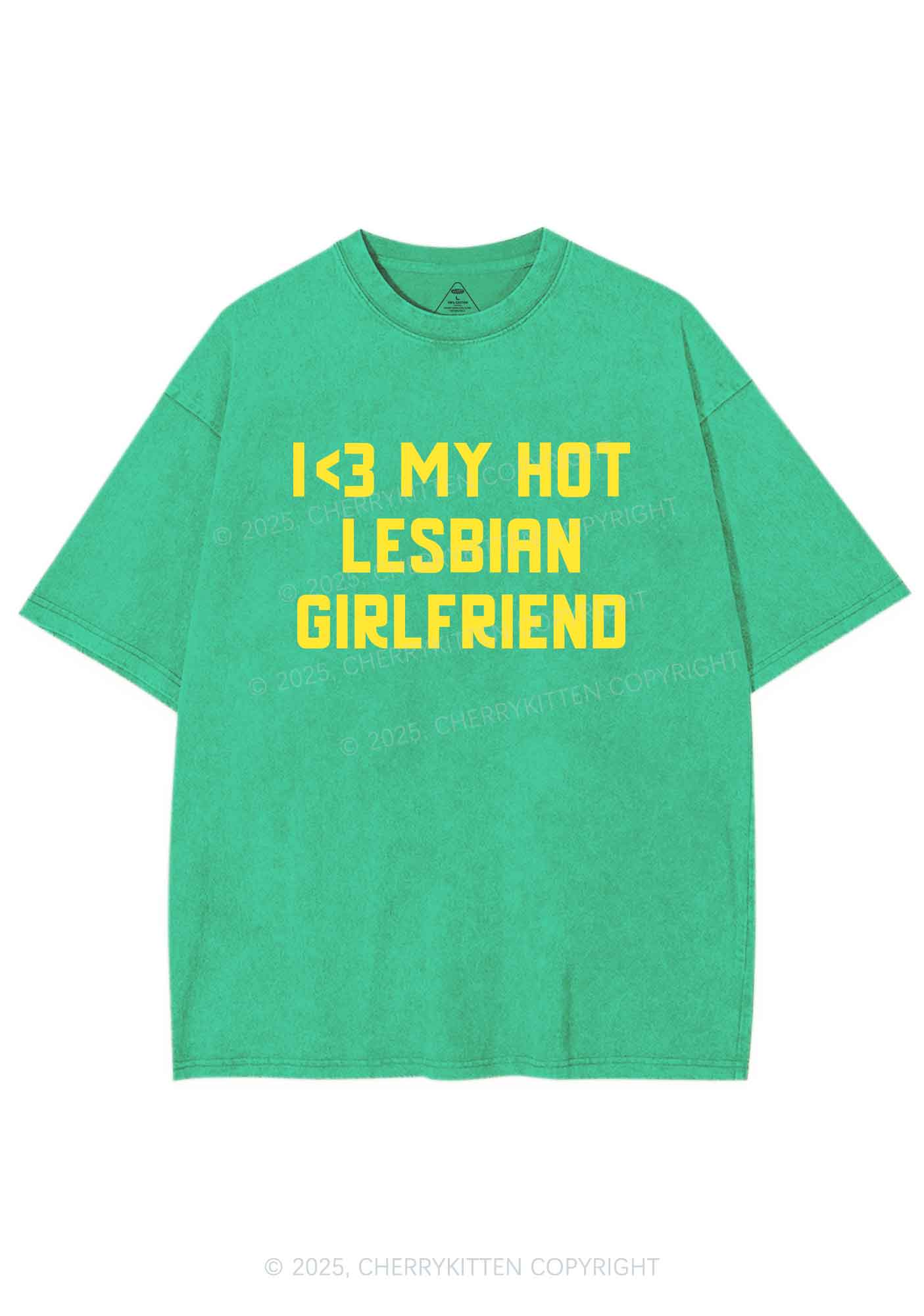My Hot Lesbian GF Pride Y2K Shirts Washed Tee Cherrykitten