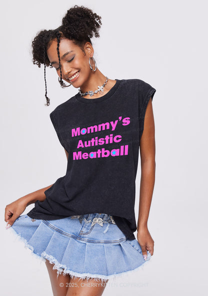 Mommys Autistic Meatball Y2K Washed Muscle Tank Cherrykitten