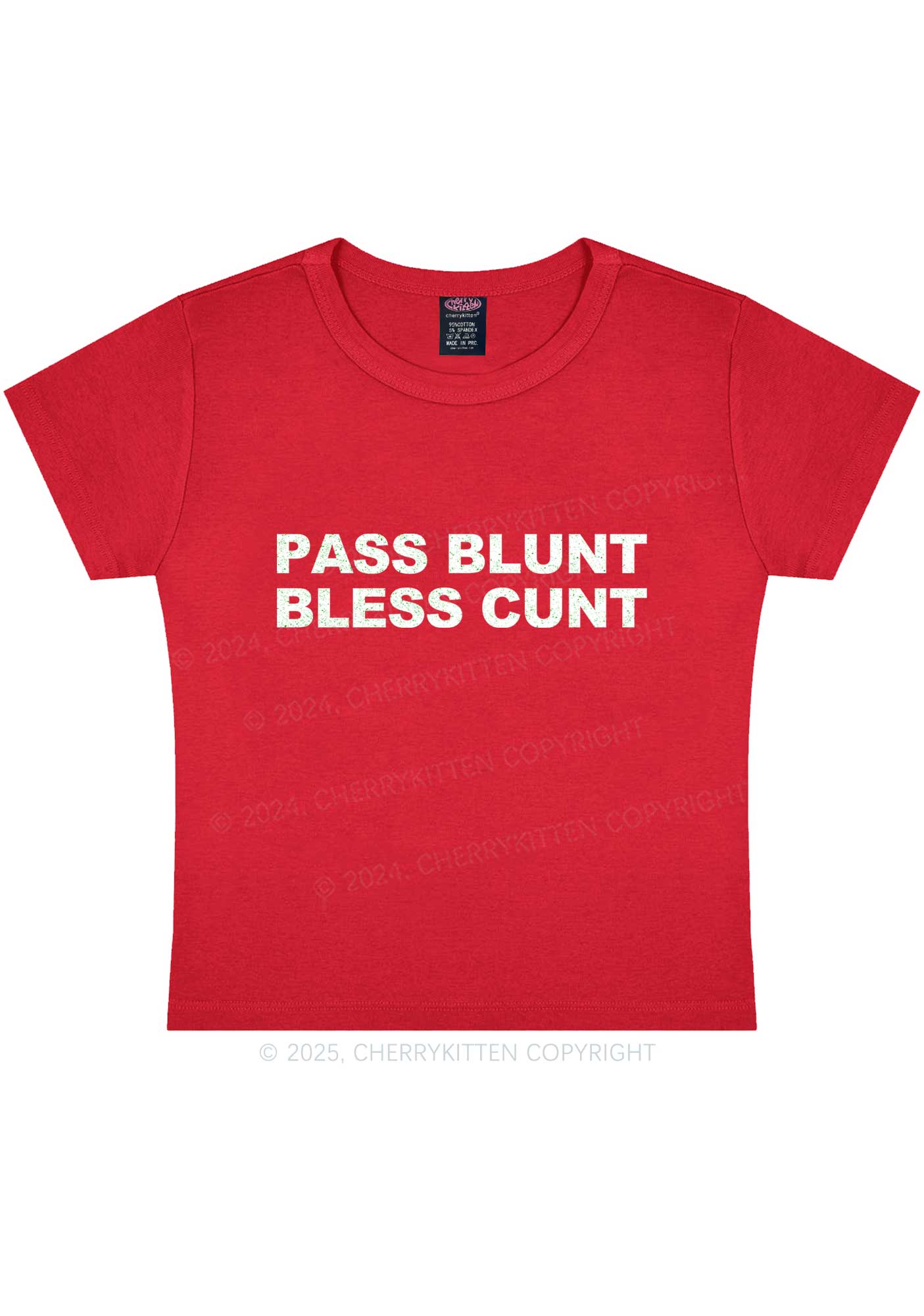 Pass Blunt Bless Cxxt Y2K Baby Tee Cherrykitten
