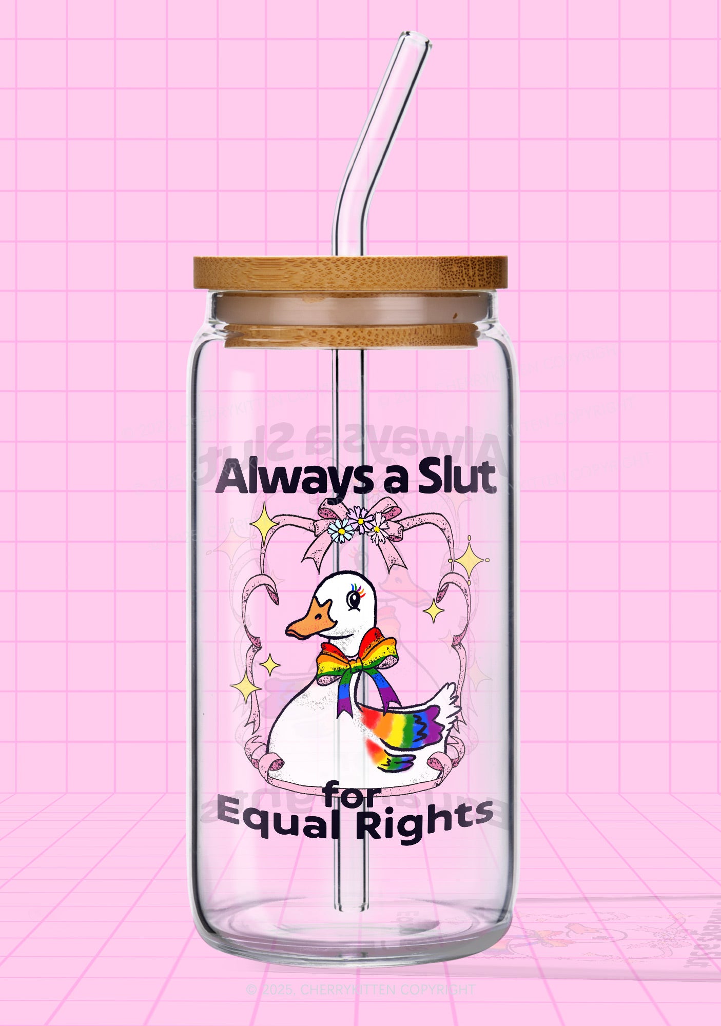 Slxt For Equal Rights Pride Y2K Printed Glass Cup Cherrykitten