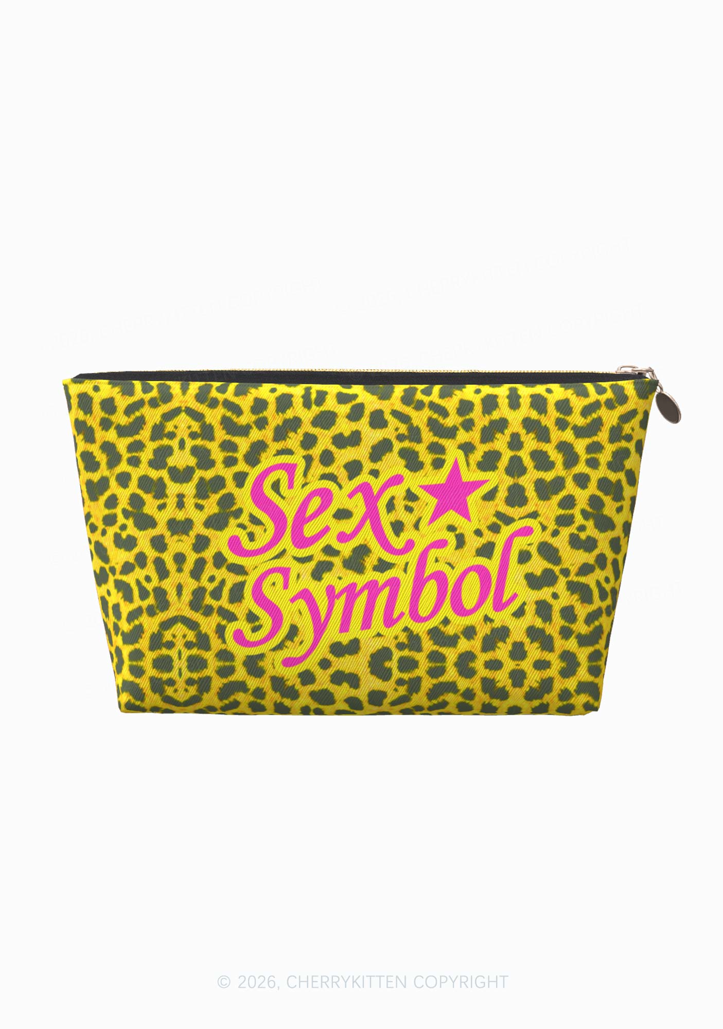 Sx Symbol Yellow Leopard Y2K Makeup Bag Cherrykitten