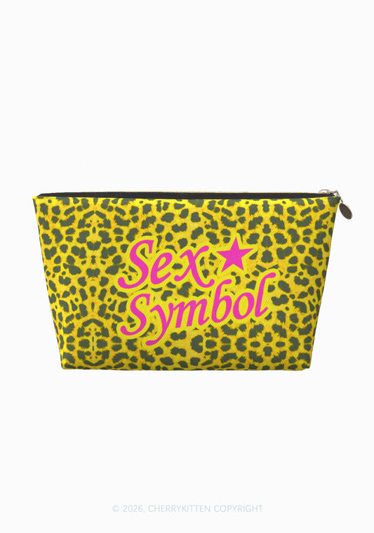 Sx Symbol Yellow Leopard Y2K Makeup Bag Cherrykitten