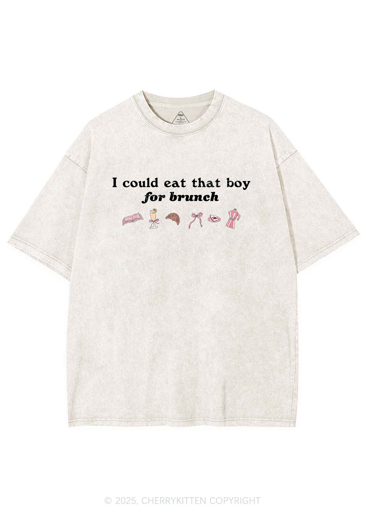 Eat Boy For Brunch Y2K Shirts Washed Tee Cherrykitten