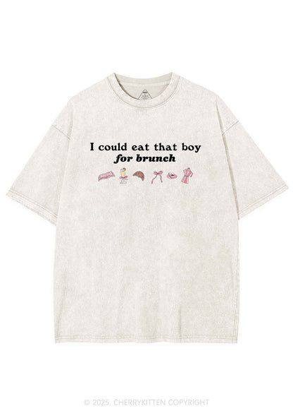 Eat Boy For Brunch Y2K Shirts Washed Tee Cherrykitten