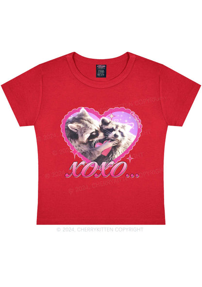 Two Raccoons XOXO Y2K Valentine's Day Baby Tee Cherrykitten