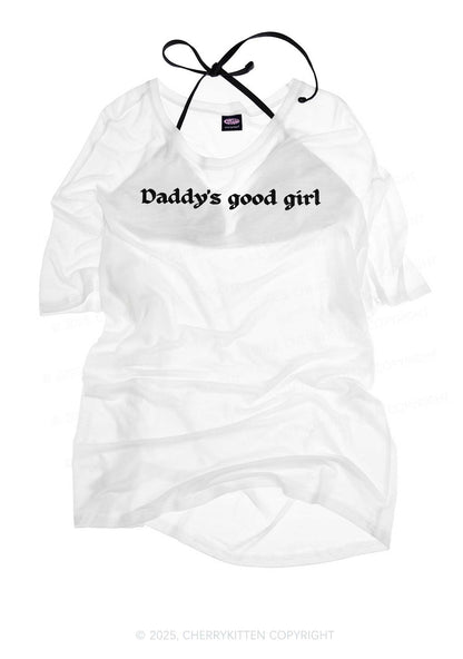 Daddys Good Girl Y2K Sheer Boyfriend Tee Cherrykitten