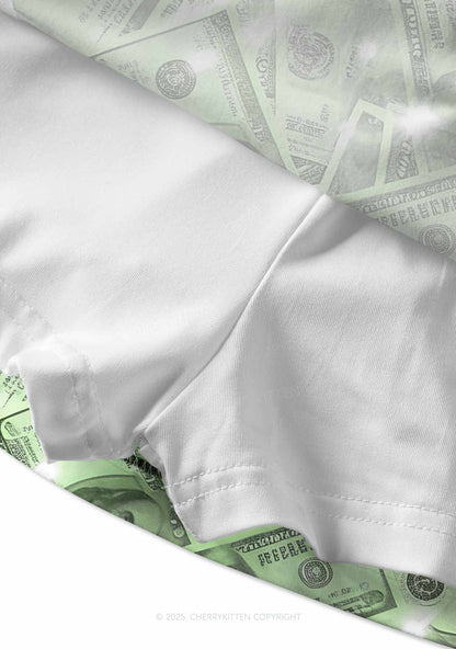 Green Shiny Money Y2K Print Mini Skirt Cherrykitten