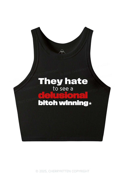 Delusional Bxtch Winning Y2K Crop Tank Top Cherrykitten