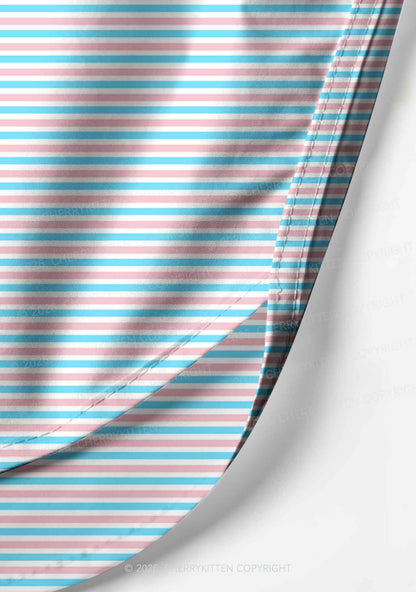 Trans Stripes Pride Y2K Print Men Beach Shorts Cherrykitten