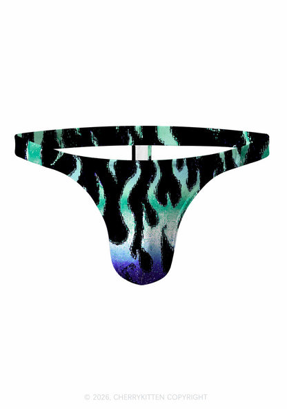 Gay Flame Pride Y2K Print Men Thong Cherrykitten