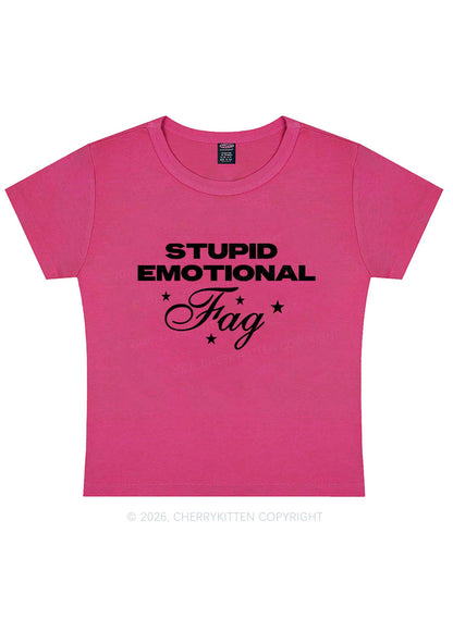 Stupid Emotional Fag Pride Y2K Baby Tee Cherrykitten