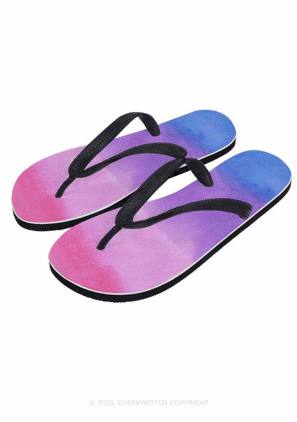 Bisexual Tie Dye Pride Y2K Print Flip Flops Cherrykitten