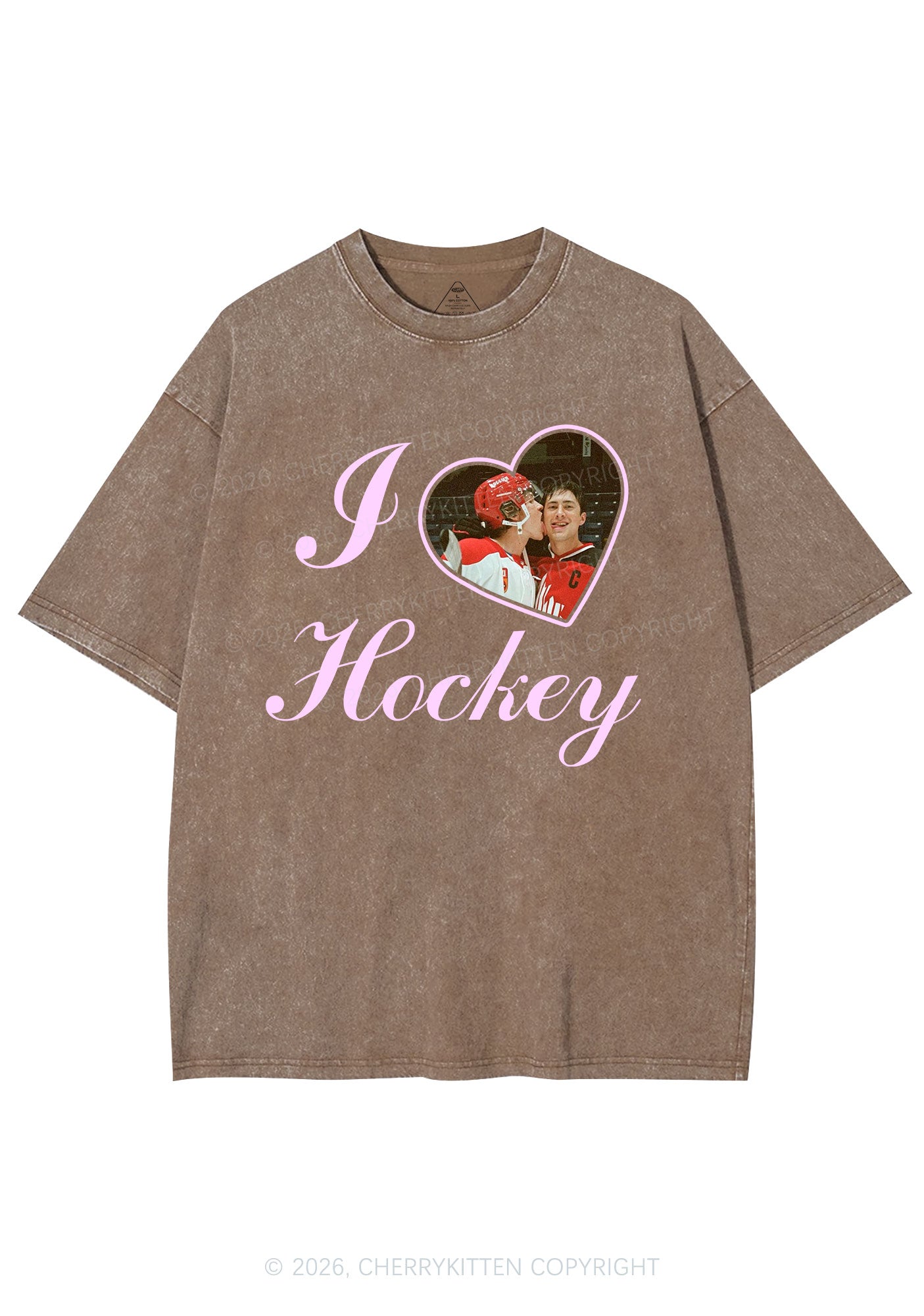 I Love Hockey HR Y2K Shirts Washed Tee Cherrykitten