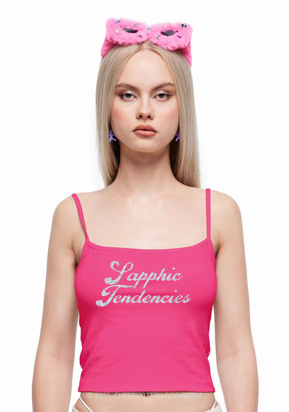 Glitter Sapphic Tendencies Pride Y2K Spaghetti Strap Cami Cherrykitten