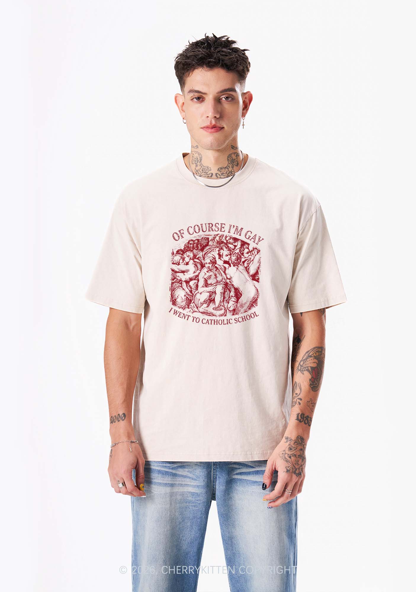 Of Course Im Gay l Pride Y2K Shirts Washed Tee Cherrykitten