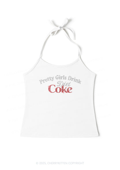 Rhinestone Pretty Girls Drink Diet Coke Y2K Halter Neck Cami Cherrykitten