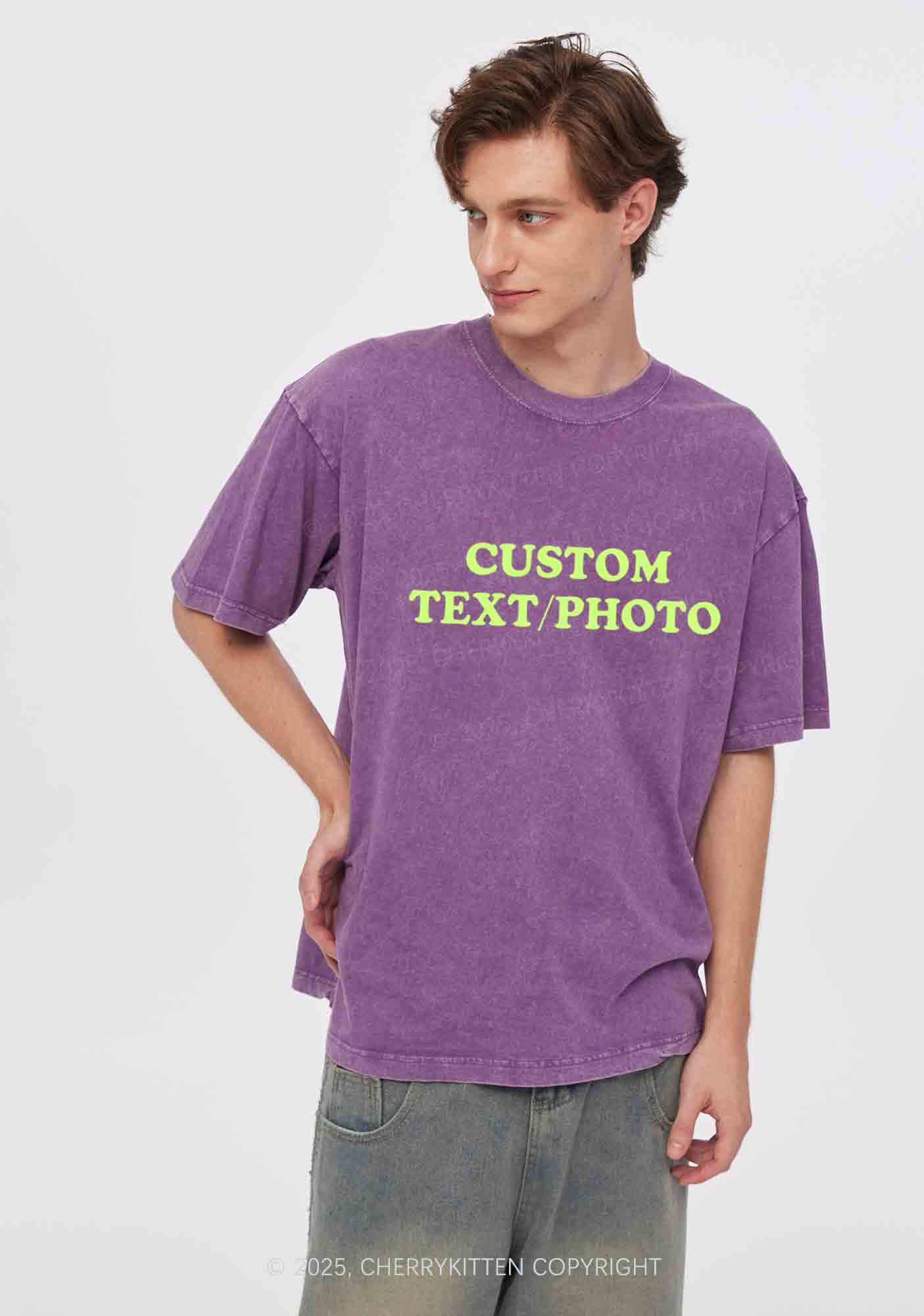 Custom Text Y2K Valentine's Day Washed Tee Cherrykitten
