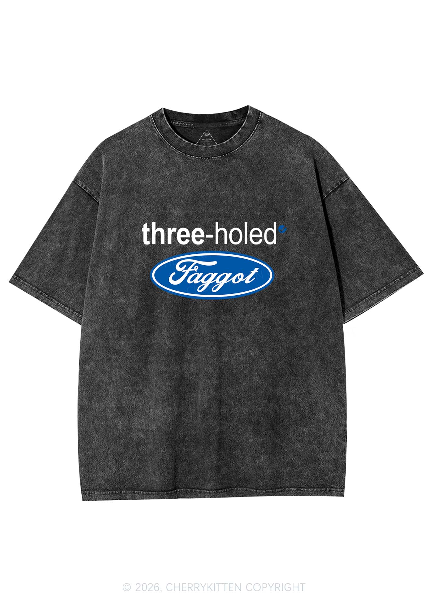 Three Holed Faggot Pride Y2K Shirts Washed Tee Cherrykitten
