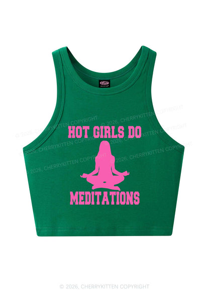 Hot Girls Do Meditations Y2K Crop Tank Top Cherrykitten