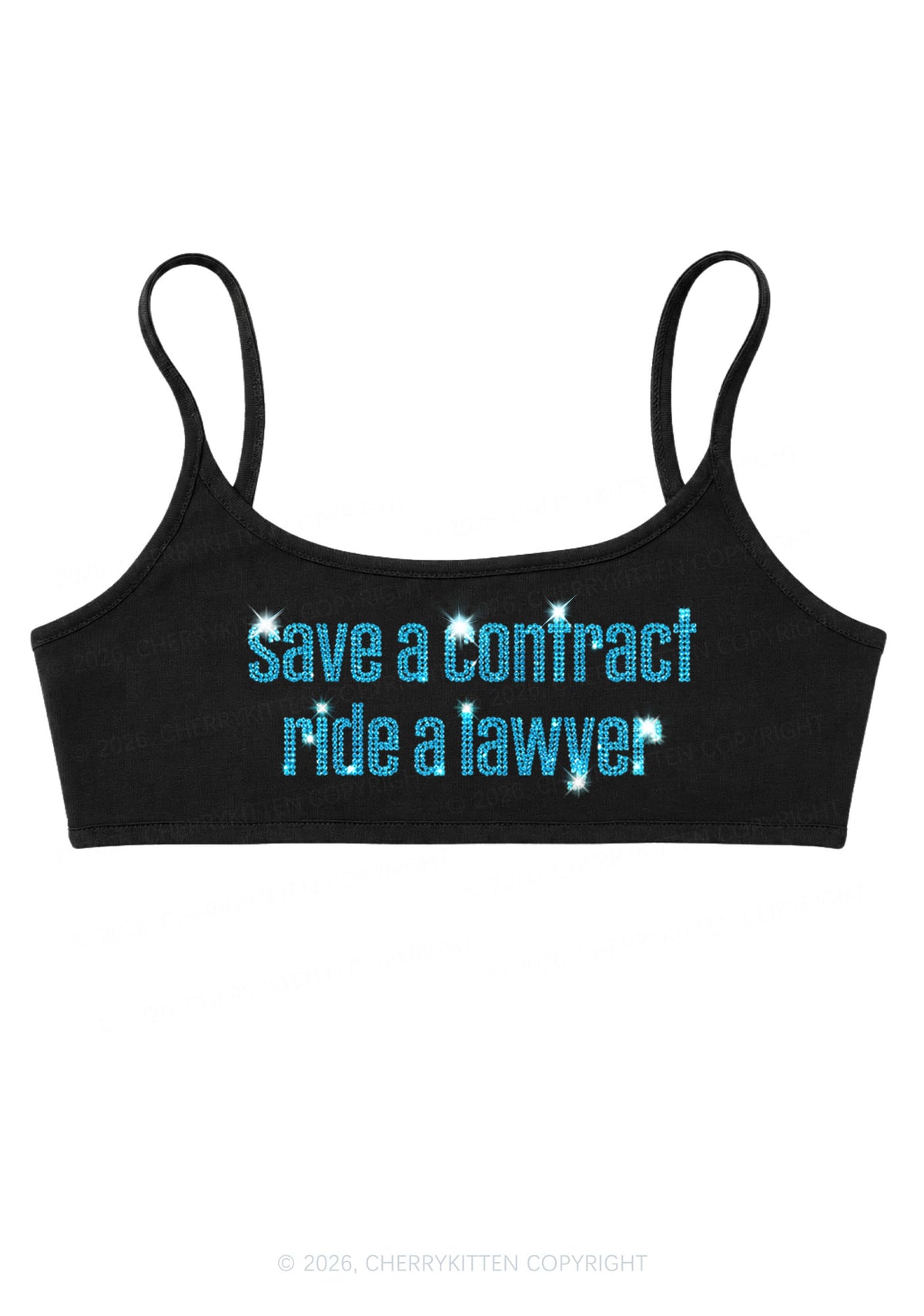 Rhinestone Ride A Lawyer Y2K Super Crop Cami Cherrykitten