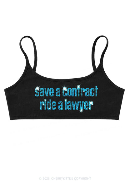 Rhinestone Ride A Lawyer Y2K Super Crop Cami Cherrykitten