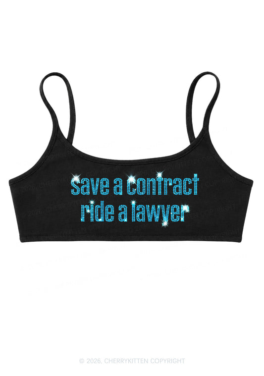 Rhinestone Ride A Lawyer Y2K Super Crop Cami Cherrykitten