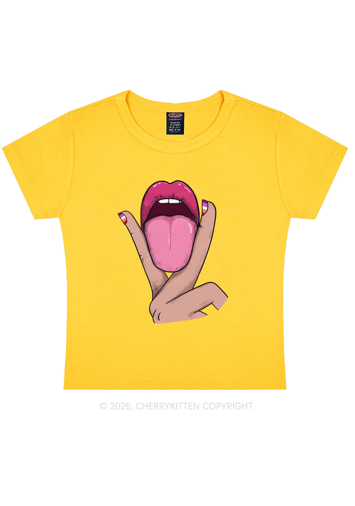 Lesbian Kissing Pride Y2K Baby Tee Cherrykitten