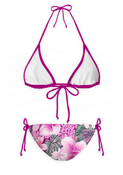 Purple Blossoms Y2K Print Bikini Set Cherrykitten