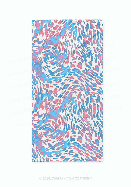 Trans Leopard Pride Y2K Beach Towel Cherrykitten