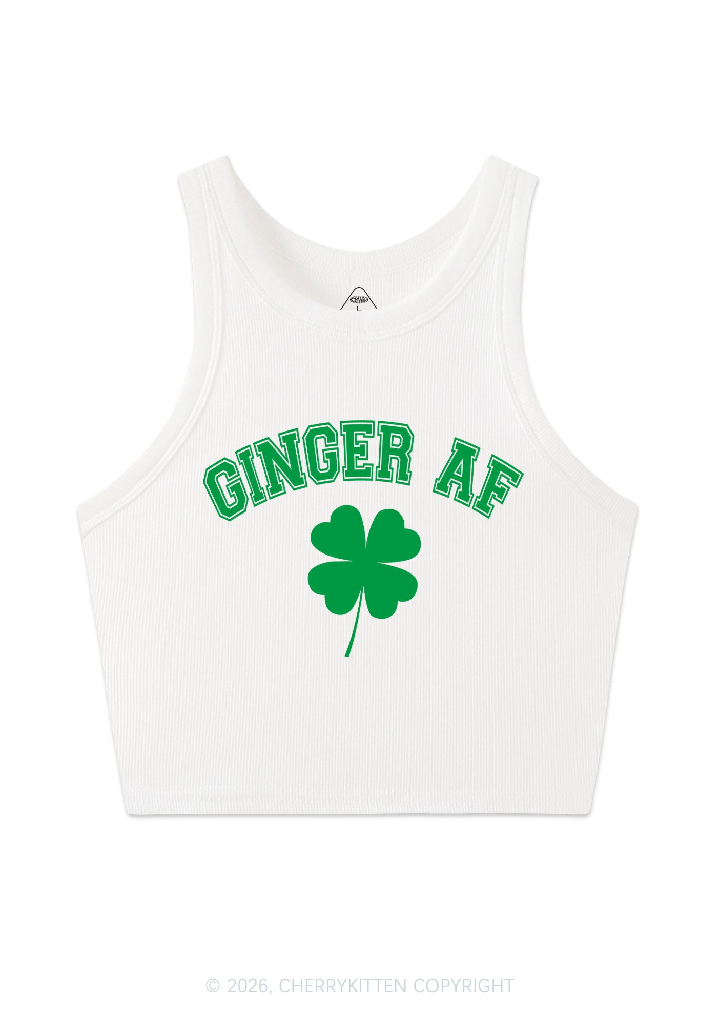 Ginger AF St Patricks Y2K Crop Tank Top Cherrykitten