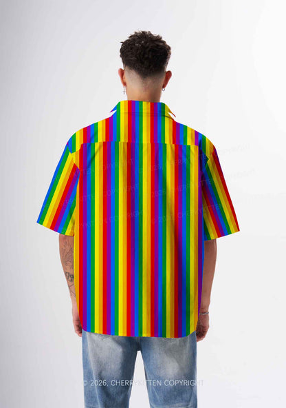 Rainbow Flag Pride Y2K Print Hawaiian Shirt Cherrykitten