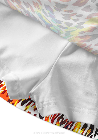 Rainbow Leopard Pride Y2K Print Mini Skirt Cherrykitten