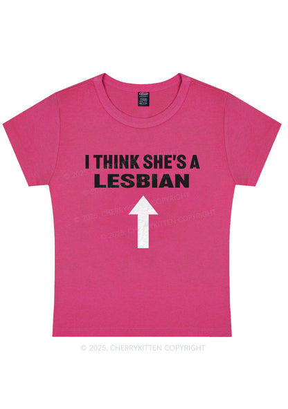 I Think She's A Lesbian Y2K Baby Tee Cherrykitten