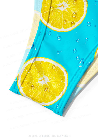 Yellow Lemon Y2K Print Bikini Set Cherrykitten