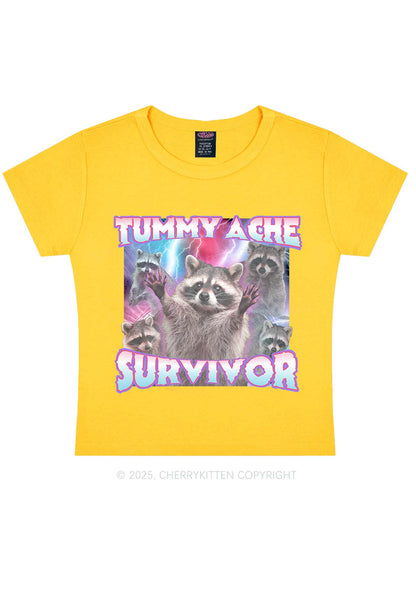 Tummy Ache Survivor Raccoon Y2K Baby Tee Cherrykitten