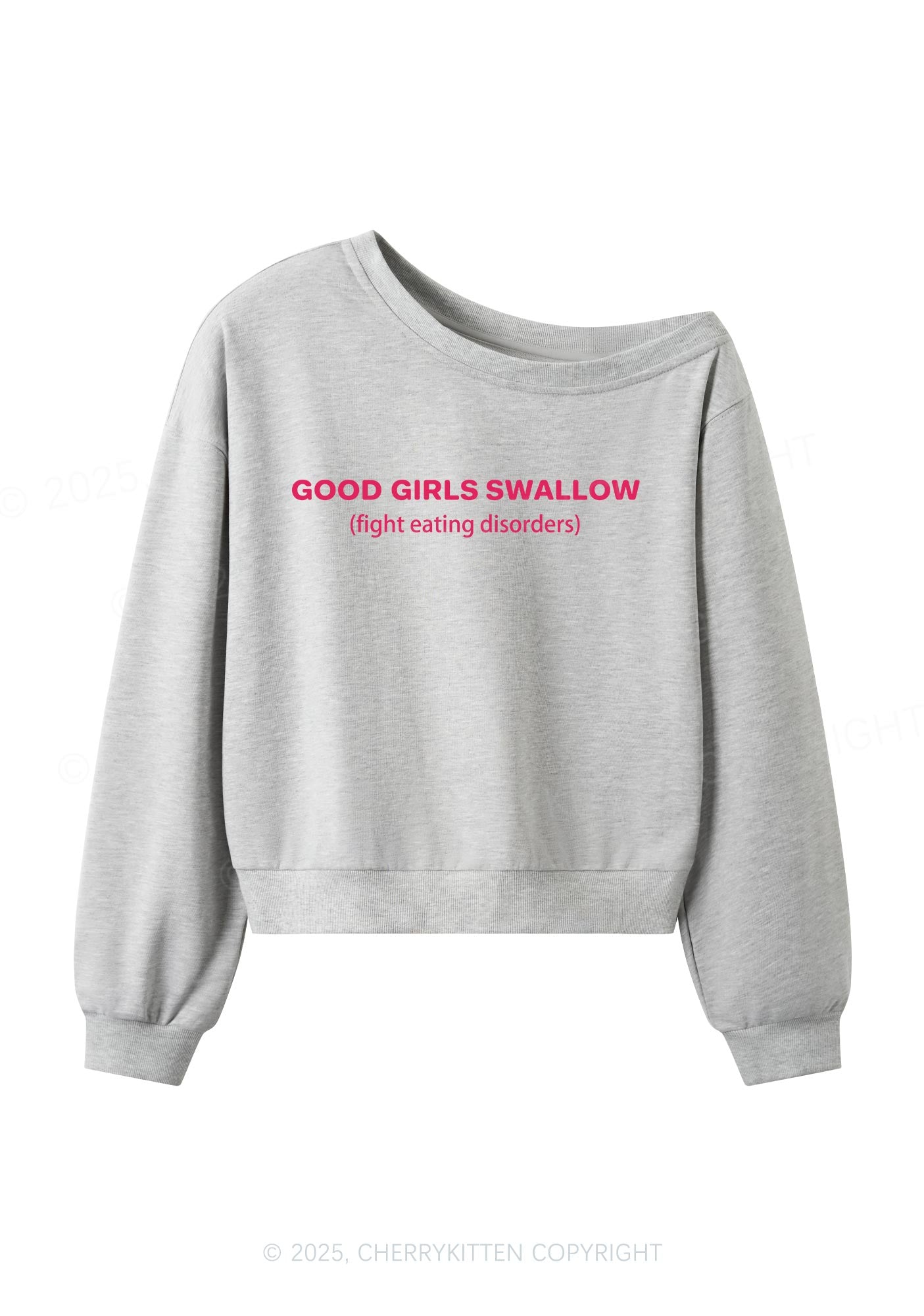 Good Girls Swallow Y2K Off Shoulder Sweatshirts Cherrykitten