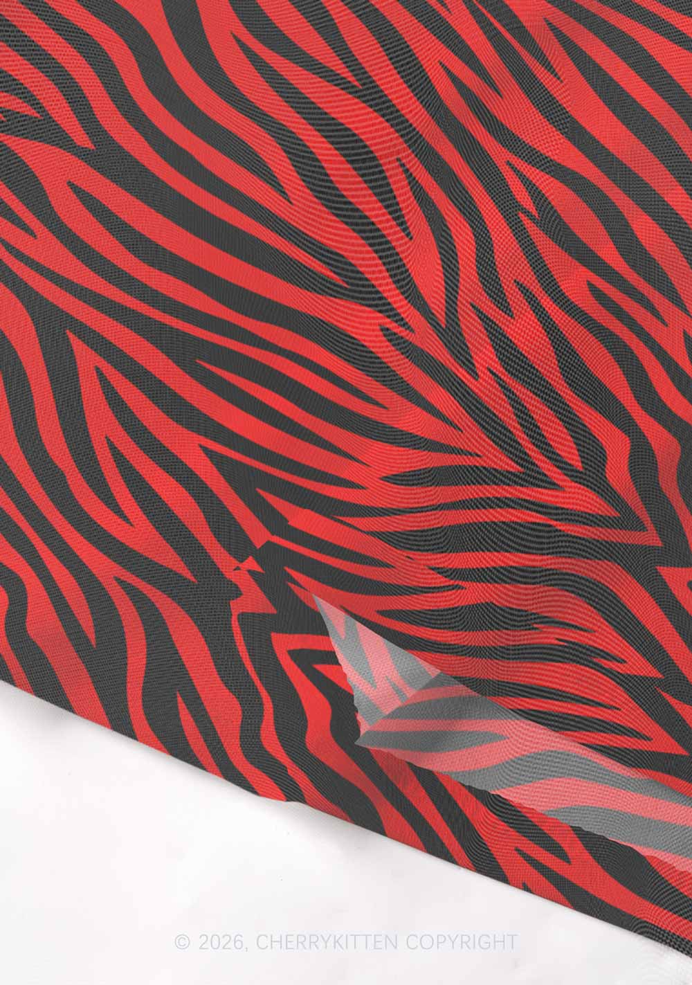 Halloween Red Zebra Stripe Y2K Mesh Crop Top Cherrykitten